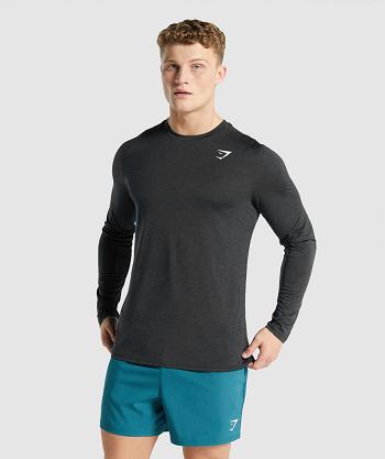 Long Sleeve Męskie Gymshark Arrival Marl Czarne | PL 3664AHK